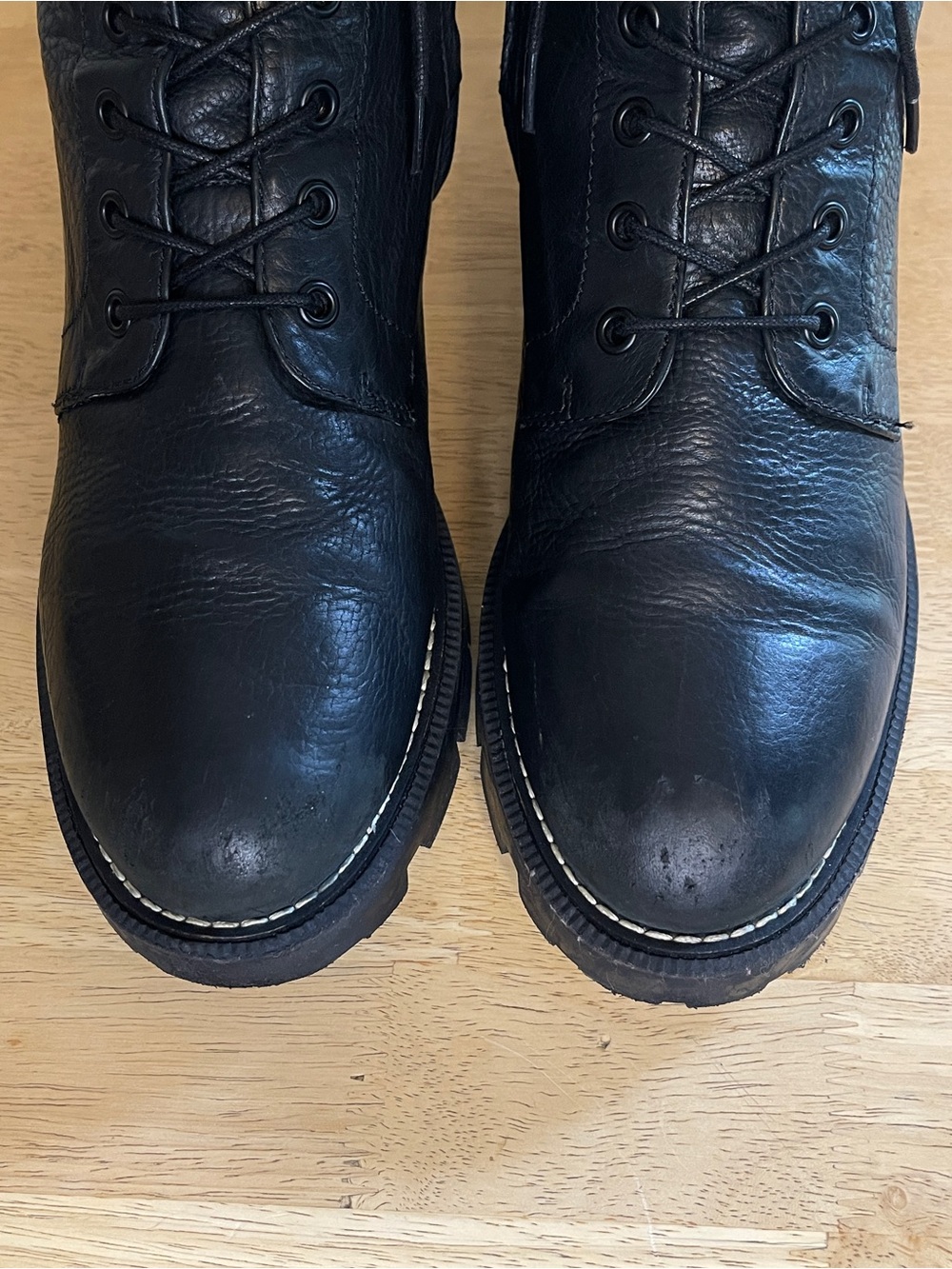 Sam Edelman Garrett Black Leather Lug Sole Lace-Up Combat Boots Size 9 - Picture 6 of 14